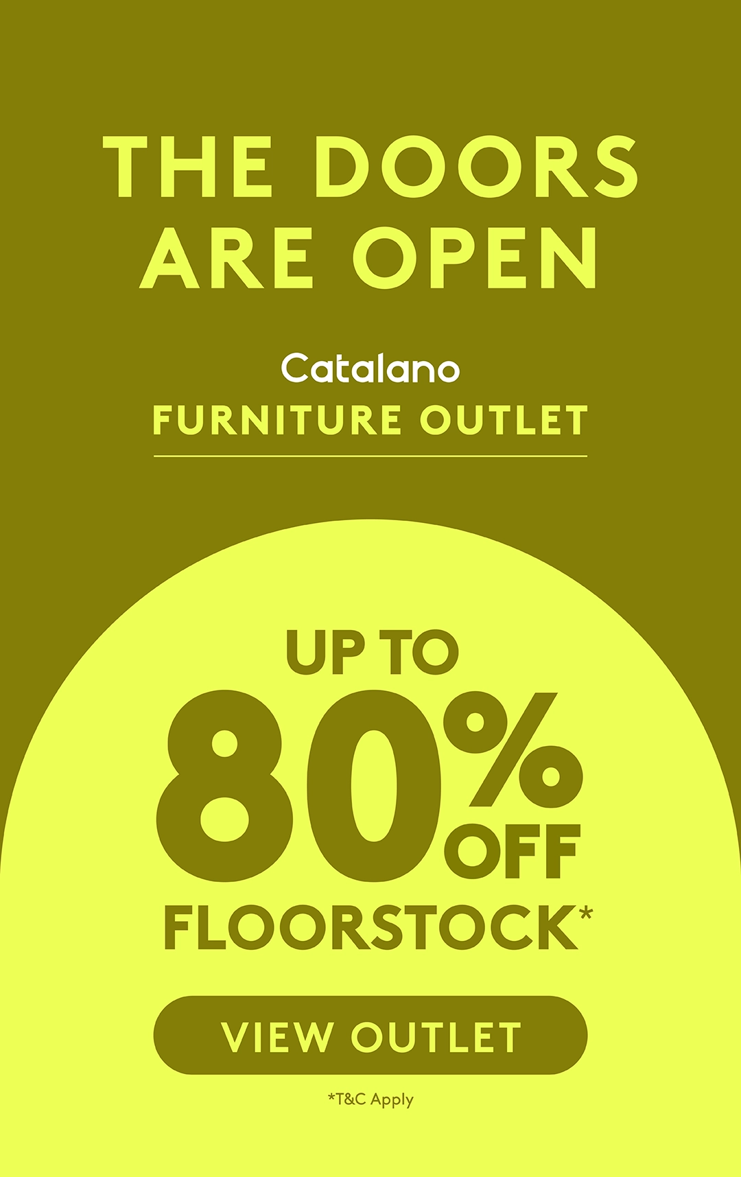 Catalano Furniture Outlet — the doors are open. Up to 80% off floorstock sale.